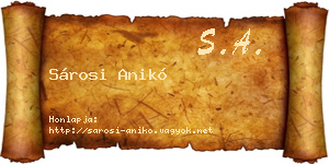 Sárosi Anikó névjegykártya